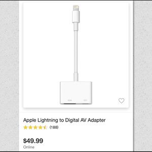  Apple Lightning to digital AV Adapter (HDMI)